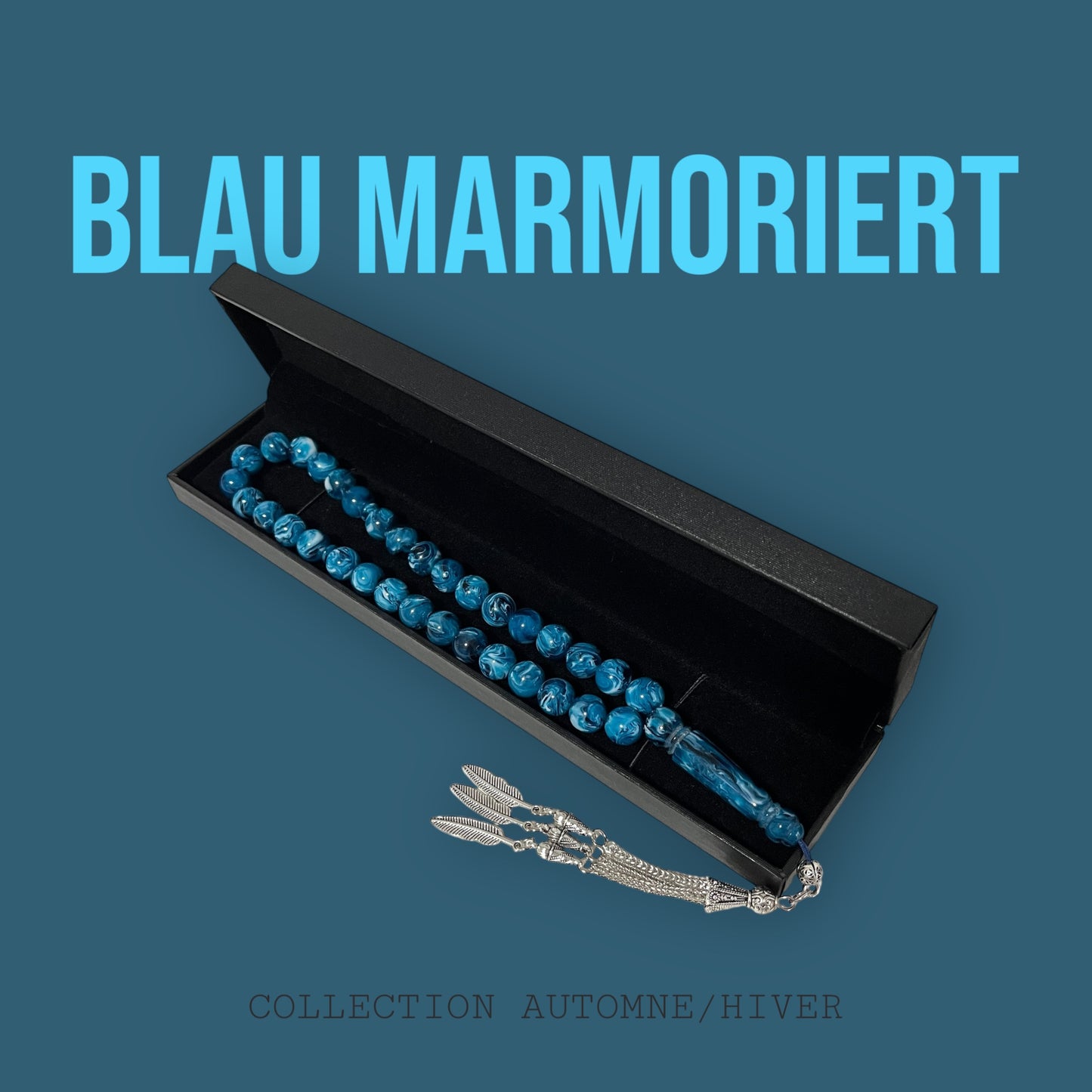 Harz Tesbih Blau Marmoriert