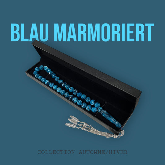Harz Tesbih Blau Marmoriert